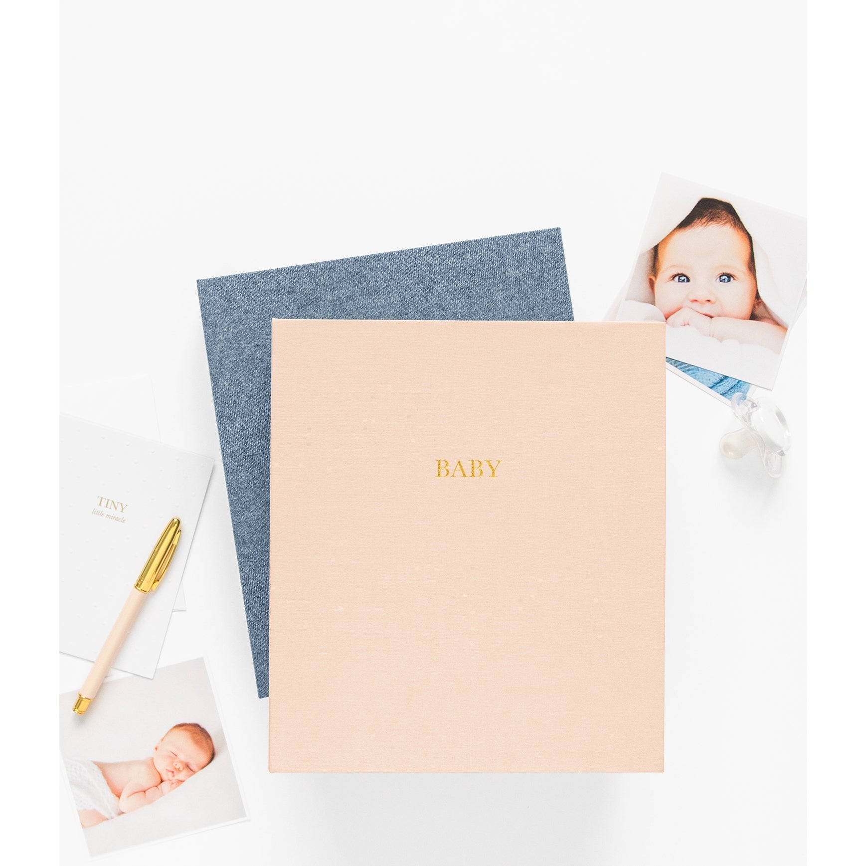 Pink Linen Baby Book