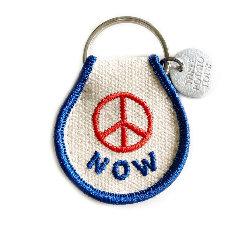 Peace Now Embroidered Patch Keychain