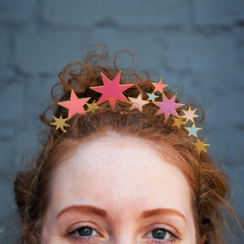 Pink and Gold Star Headband