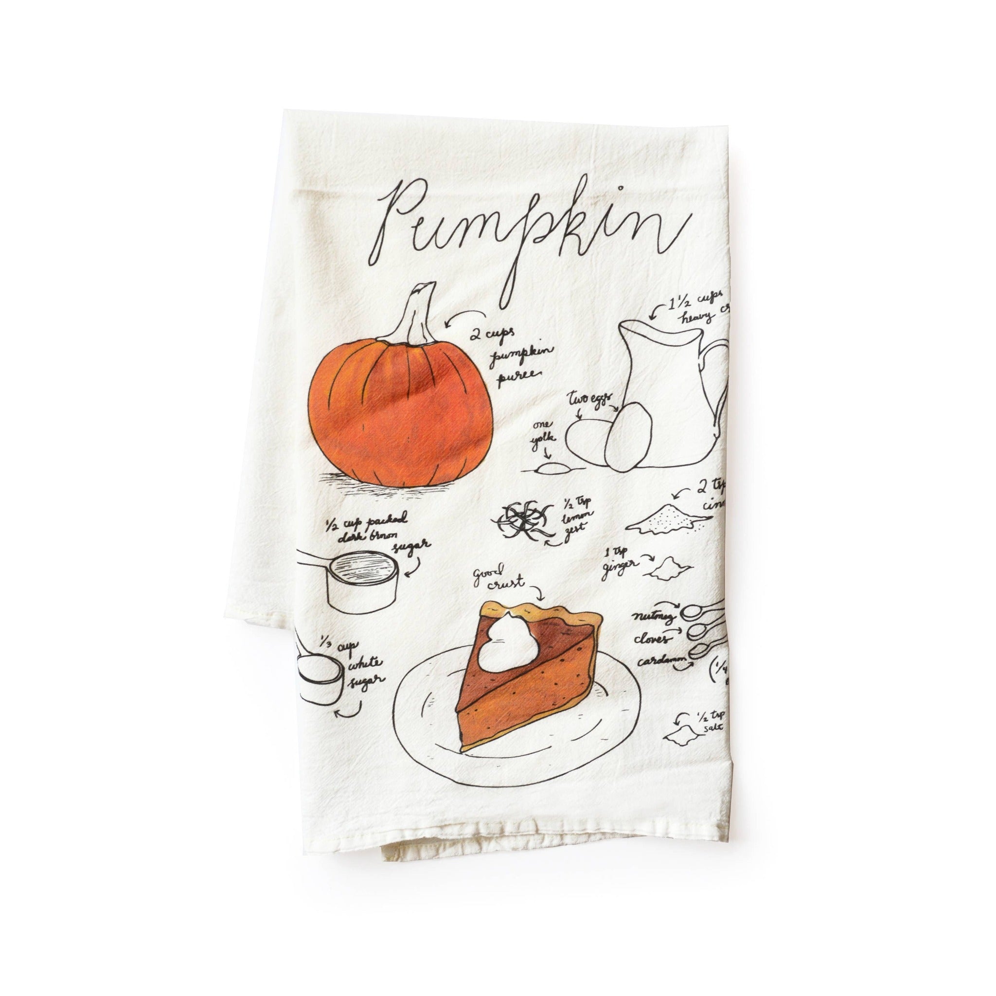 Pumpkin Pie Recipe Tea Towel