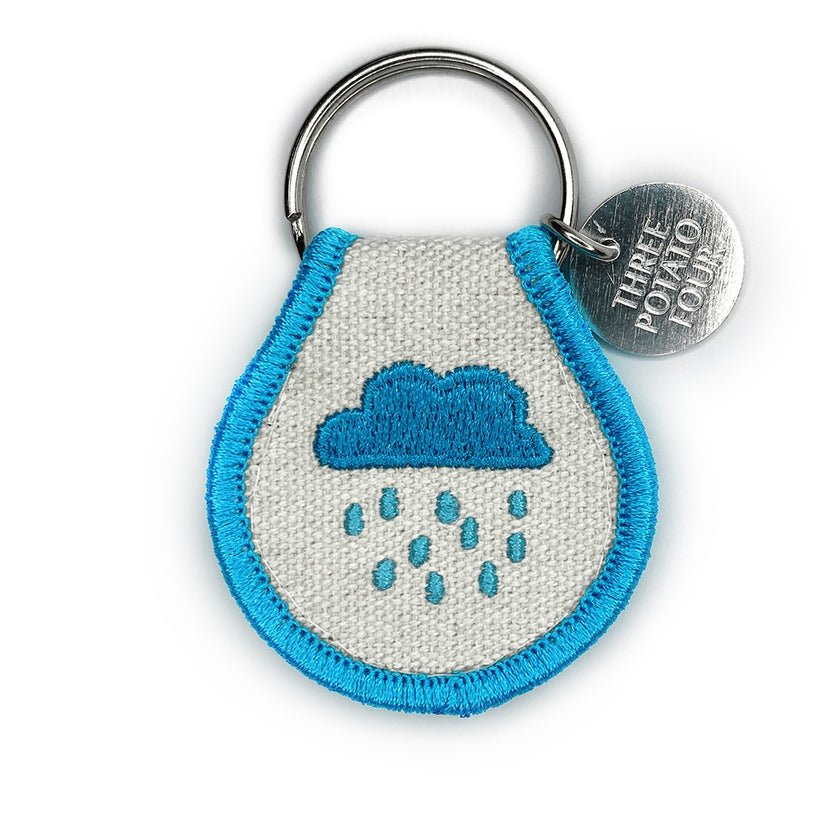 Rain Cloud Embroidered Patch Keychain