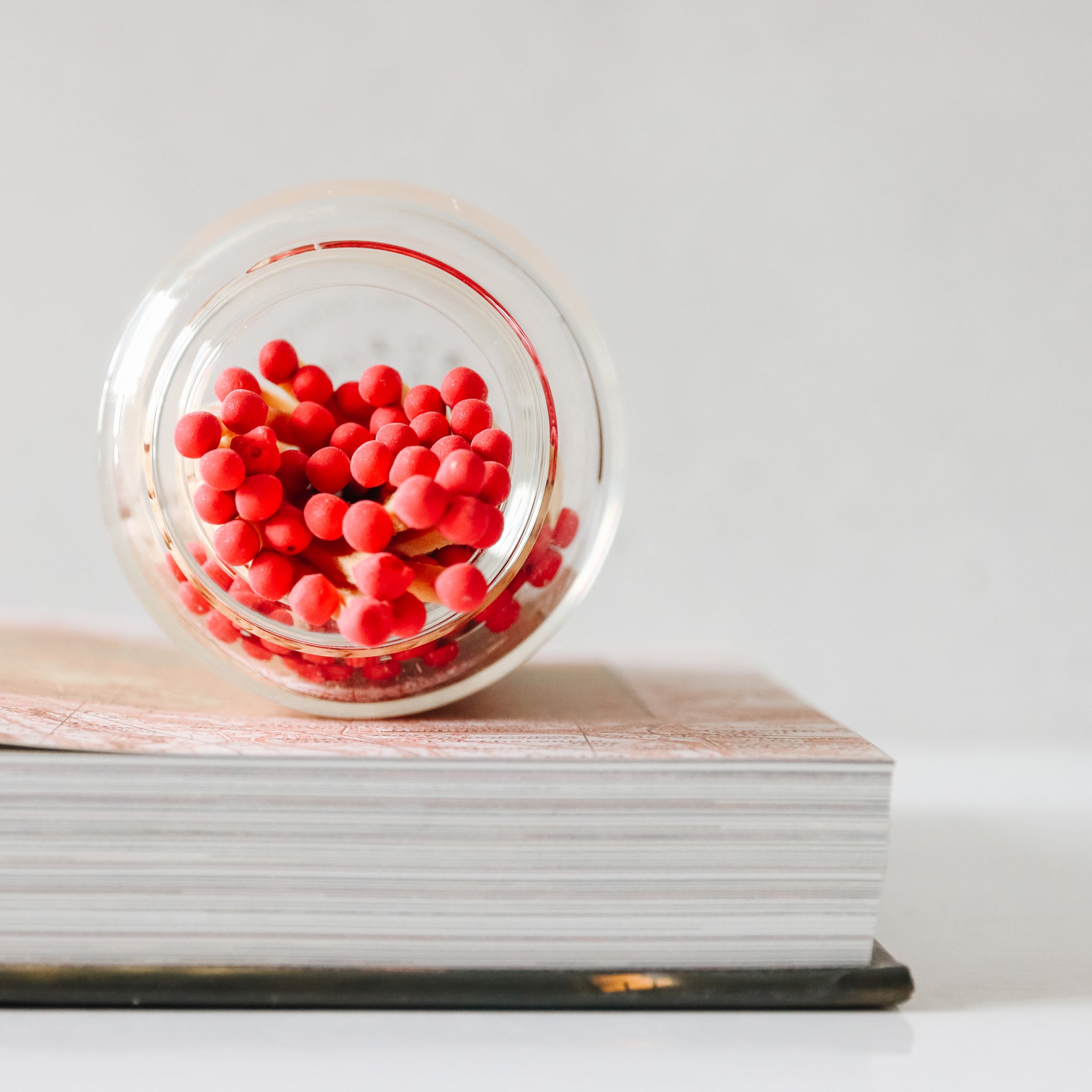 Scarlet Red Long Stem Match Jar