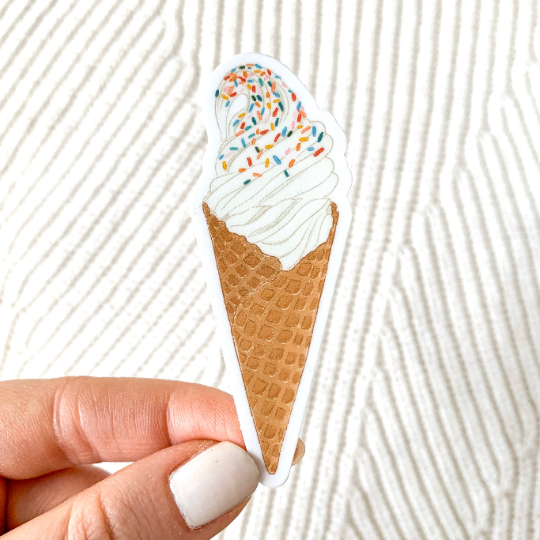 Soft Serve Ice Cream Cone with Sprinkles Sticker