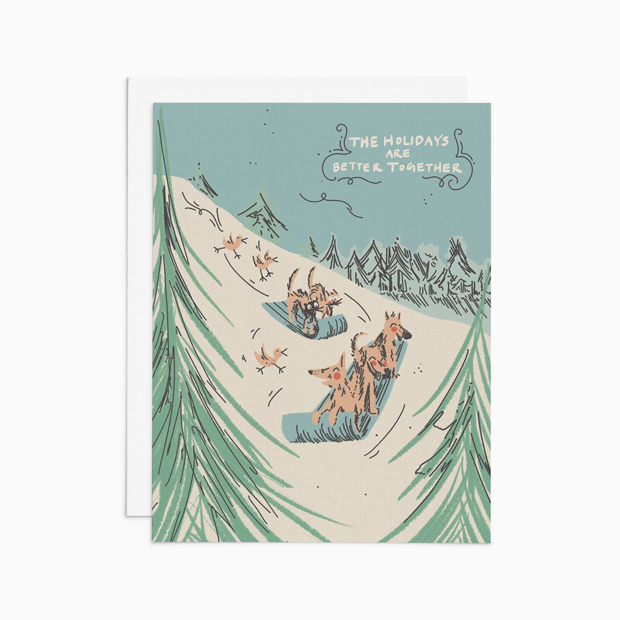 The Holidays are Better Together Sled Dogs Card