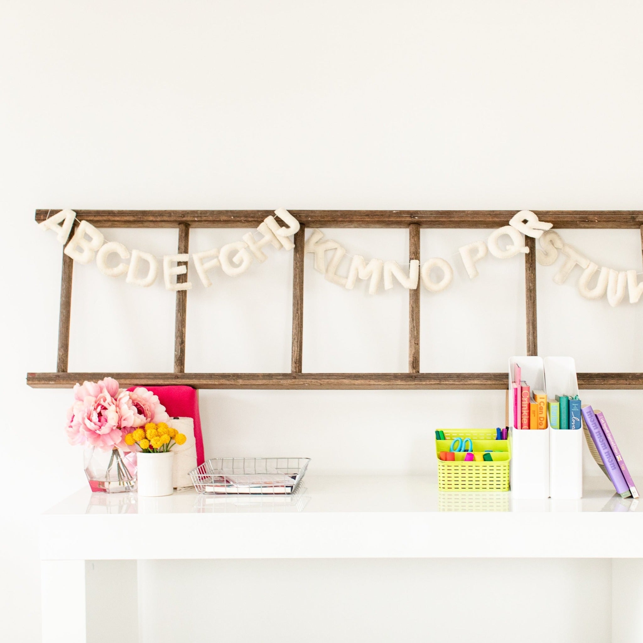 White Felt Alphabet Garland