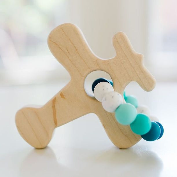 Wood Airplane Grasping Teether Toy