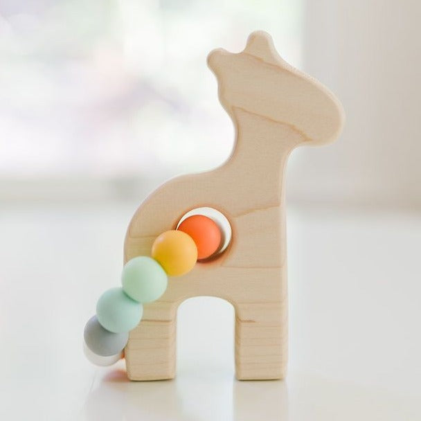 Wood Giraffe Grasping Teether Toy