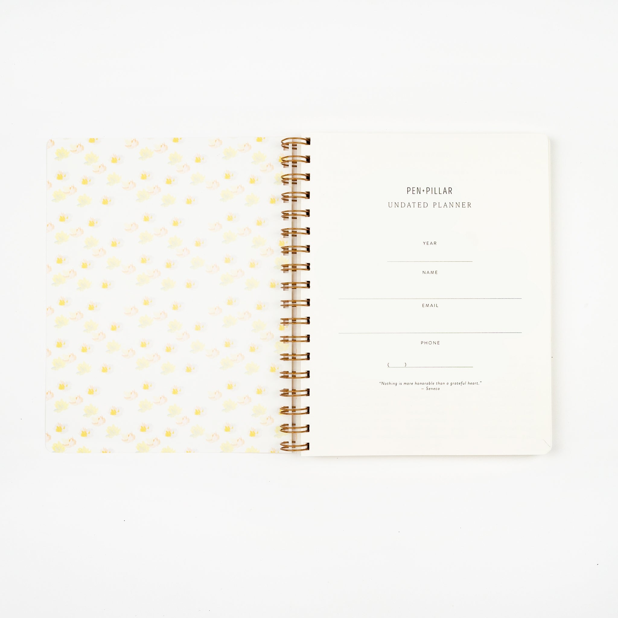 Yellow Floral Undated Planner