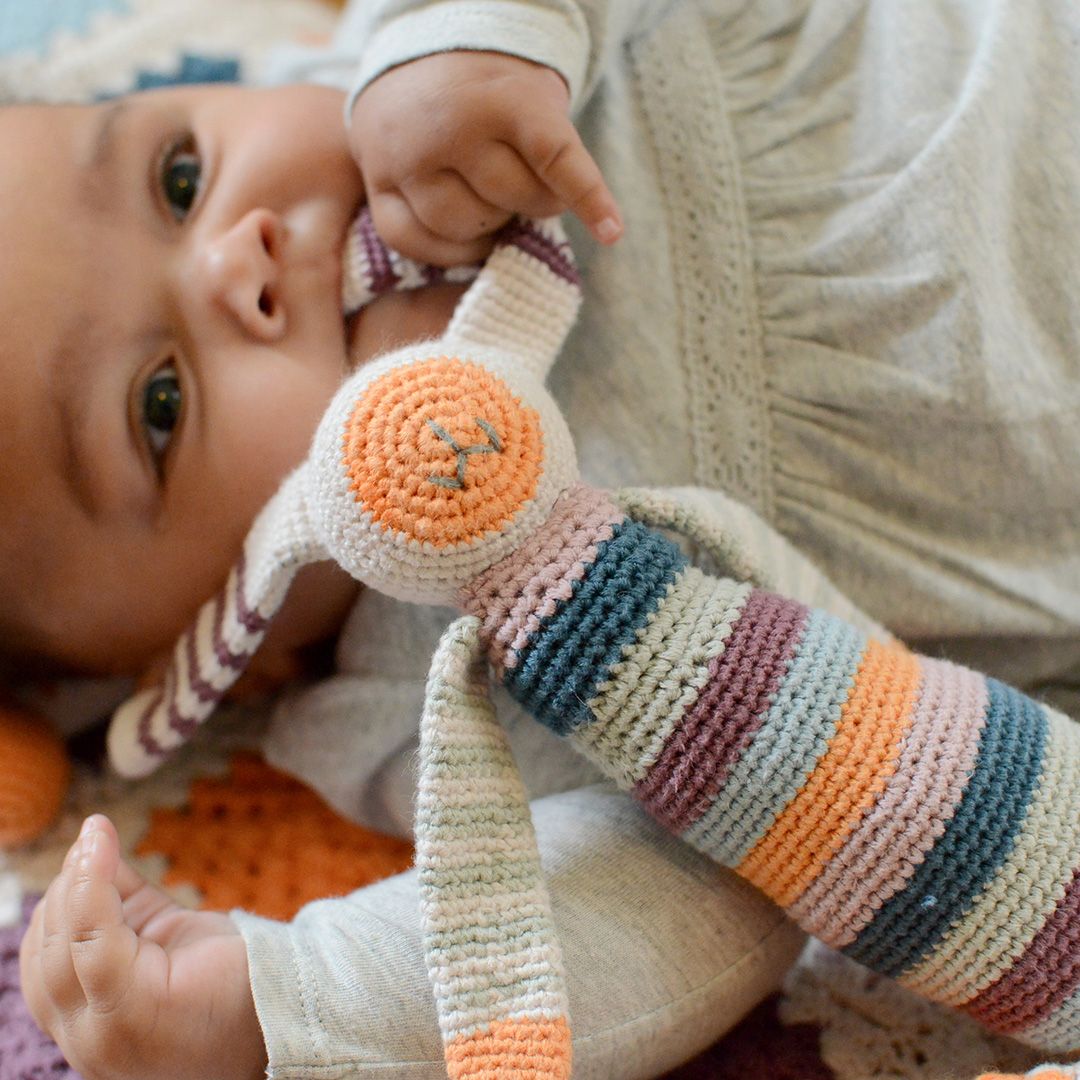 Organic Rainbow Crocheted Bunny