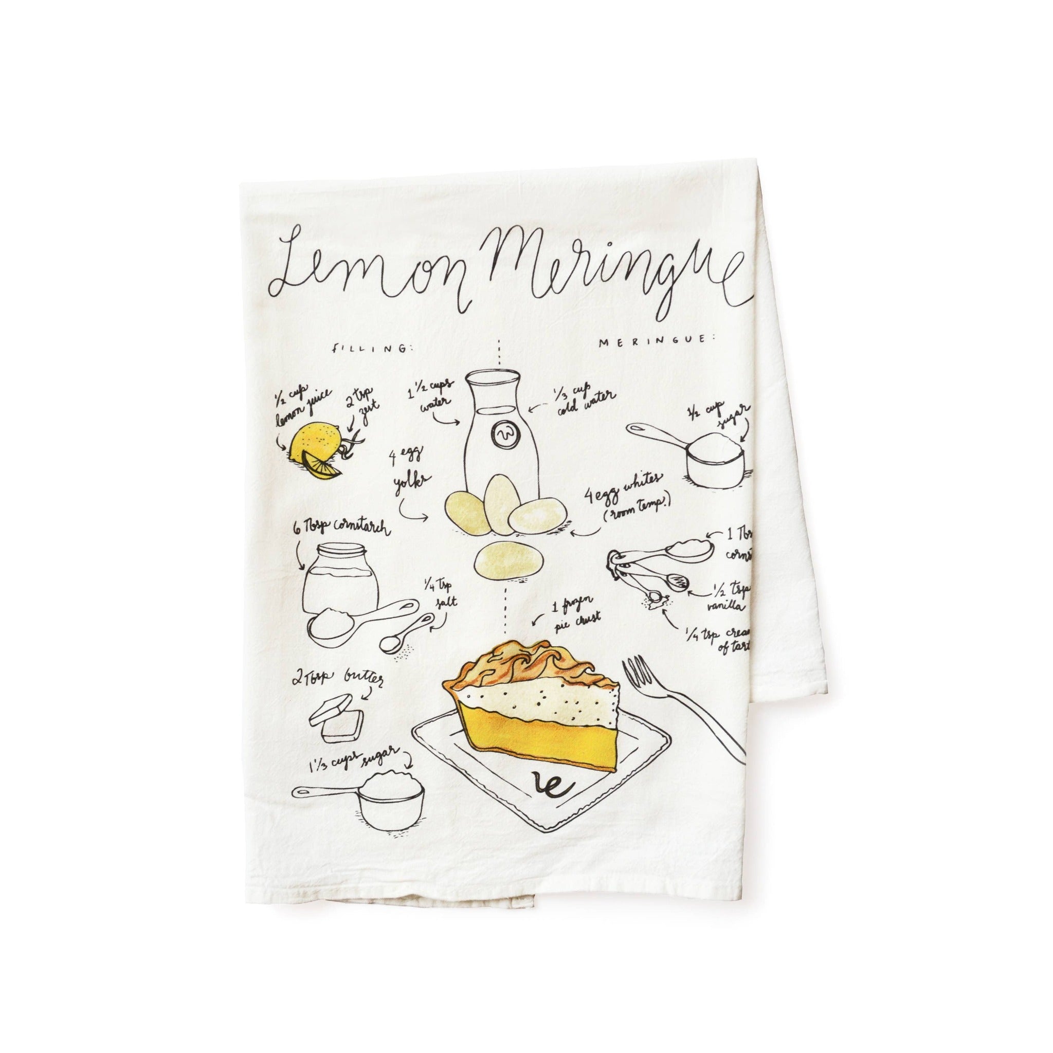 Lemon Meringue Pie Recipe Tea Towel