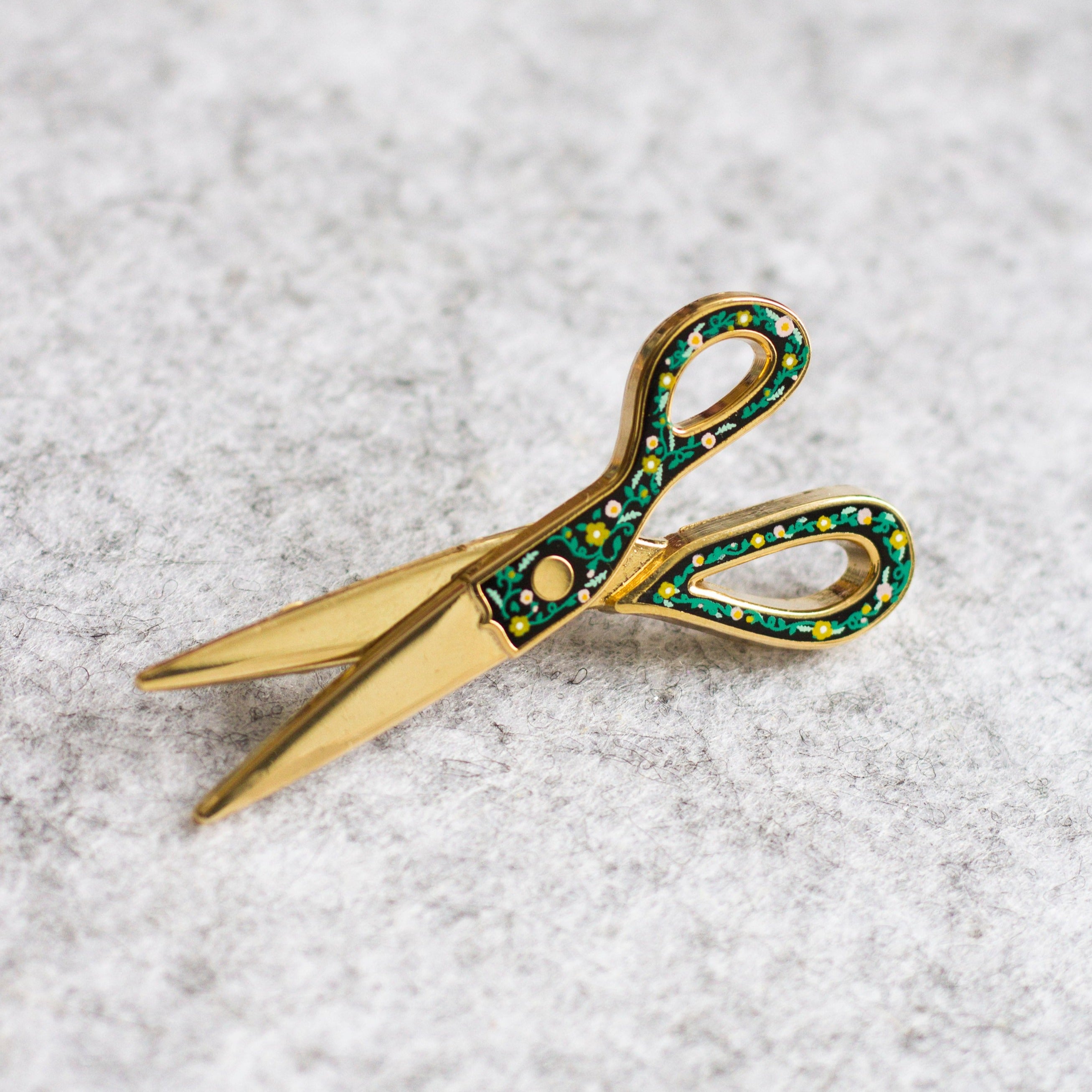 Floral Scissors Interactive Enamel Pin