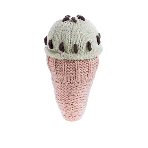 Crocheted Mint Ice Cream Cone Rattle